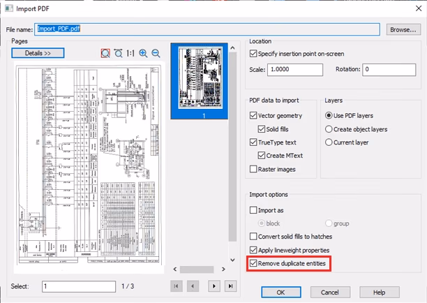 Eliminación de objetos duplicados al importar PDF