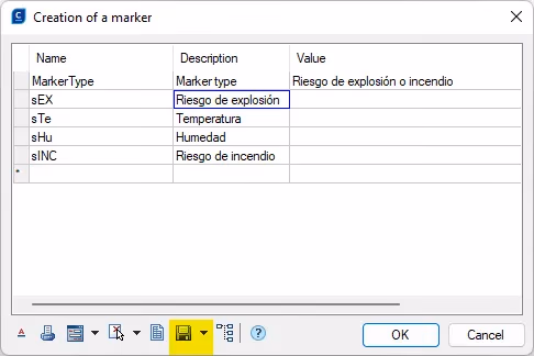 cuadro de diálogo "Crear marcador"