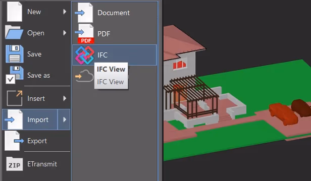 Modelo IFC importado y visualizado en nanoCAD