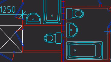Plano de instalaciones con recorridos y conexiones en nanoCAD Construction