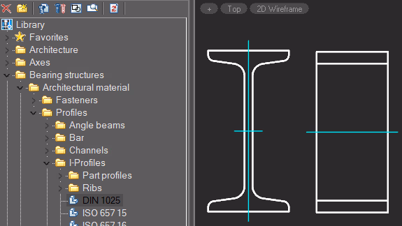 Biblioteca de perfiles y elementos paramétricos abierta en nanoCAD Construction