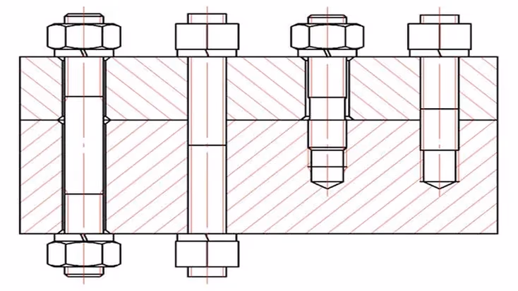 Unión mecánica con tornillos y remaches configurada en nanoCAD Mechanica