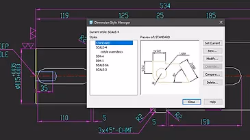 Configuración de un estilo de cotas en nanoCAD Mechanica