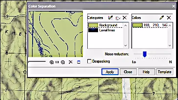 Separación de elementos de un mapa escaneado por colores