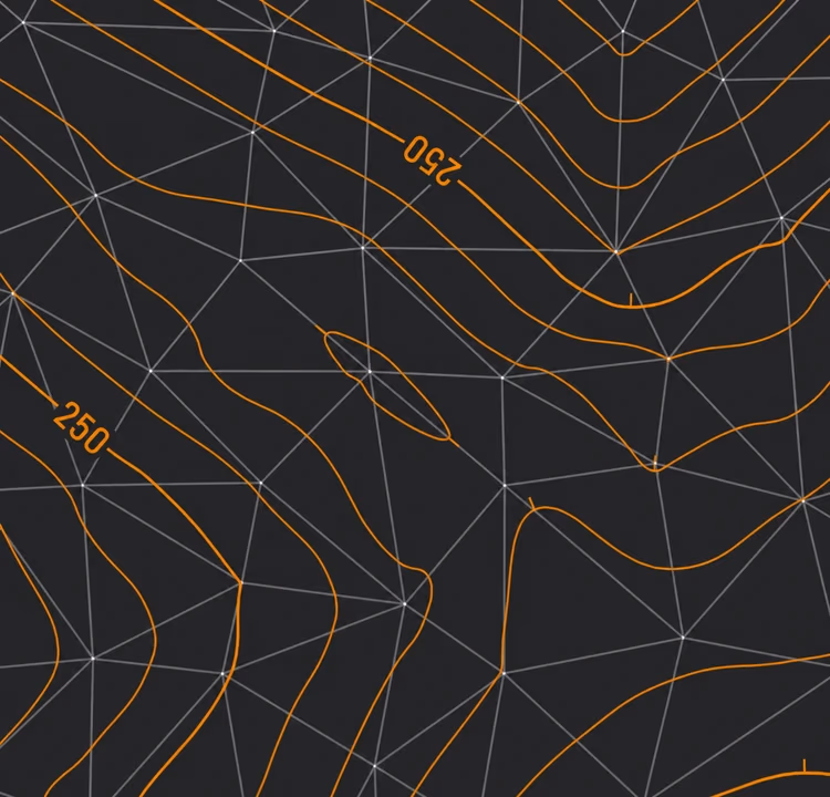 Curvas de nivel generadas sobre una superficie topográfica