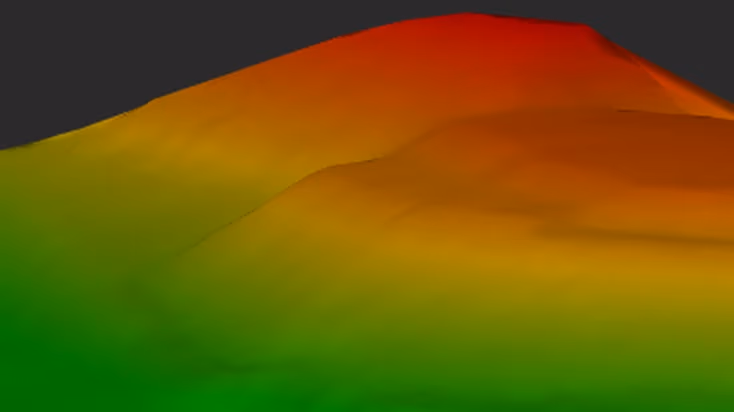 Superficie topográfica coloreada según la elevación