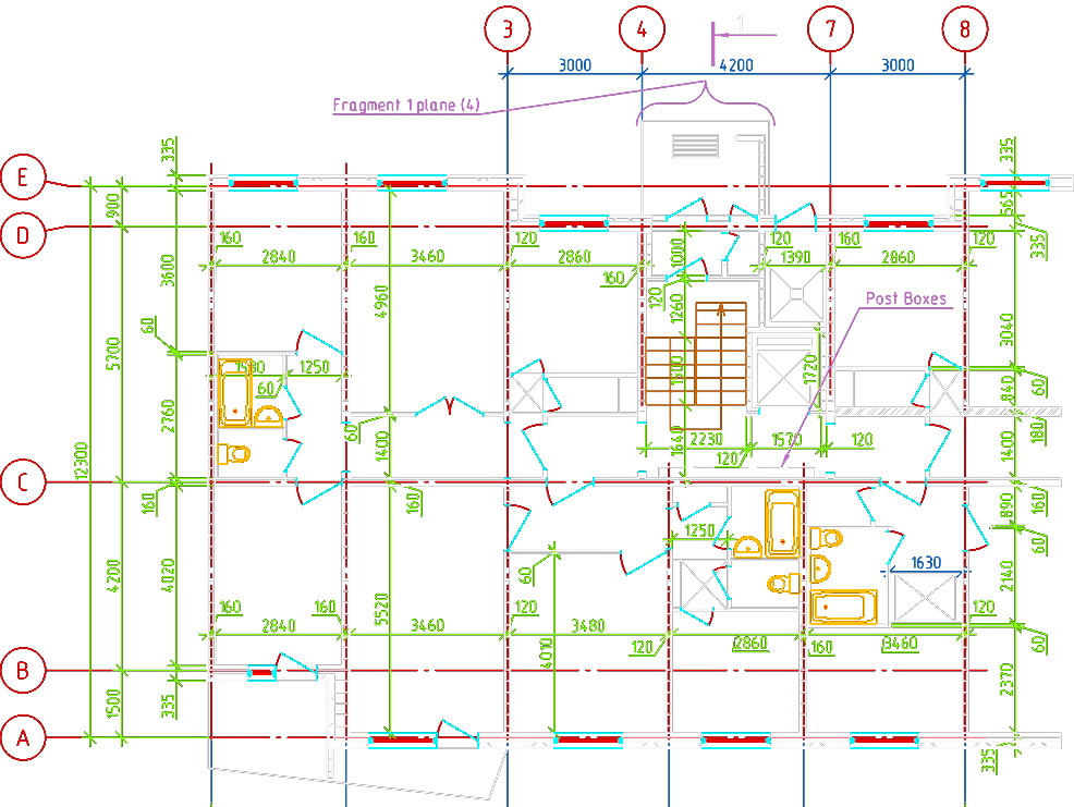 Plano técnico 2D abierto en nanoCAD con herramientas de dibujo y edición