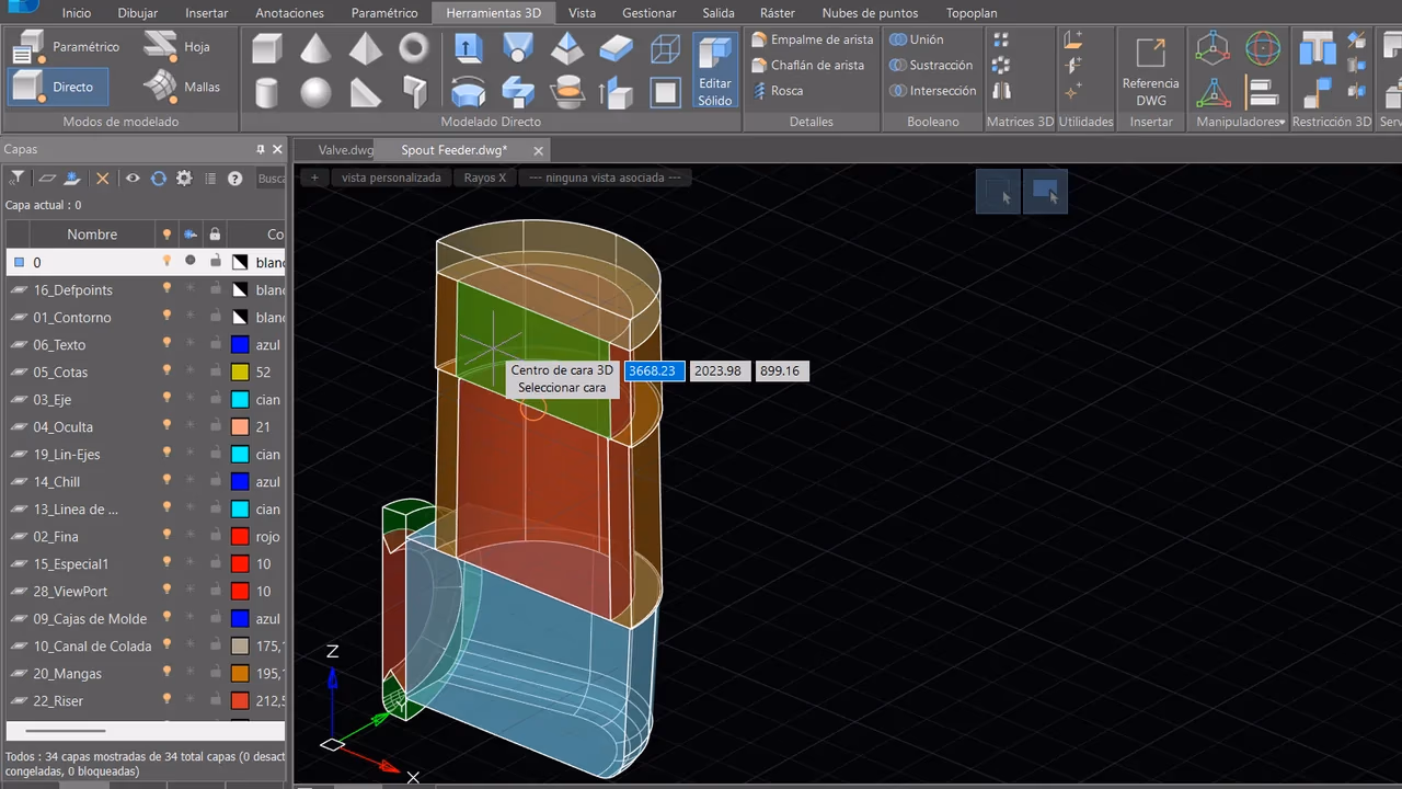 Modelo arquitectónico editado con herramientas de modelado directo de nanoCAD